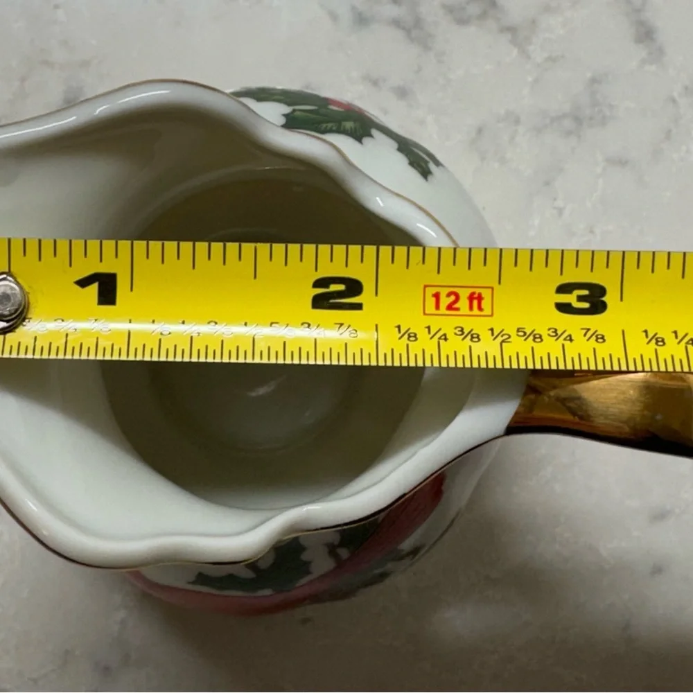 Vintage Lefton White and Gold Porcelain Creamer with Cardinal Christmas